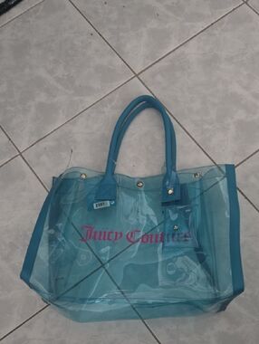 Juicy Couture Teal Clear Tote with Pink Logo
